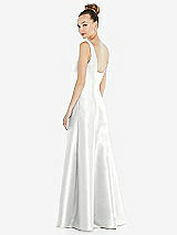 Rear View Thumbnail - White Sleeveless Square-Neck Princess Line Gown with Pockets