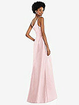 Alt View 3 Thumbnail - Ballet Pink One-Shoulder Satin Gown with Draped Front Slit and Pockets