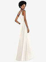 Alt View 3 Thumbnail - Ivory One-Shoulder Satin Gown with Draped Front Slit and Pockets