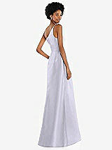 Alt View 3 Thumbnail - Silver Dove One-Shoulder Satin Gown with Draped Front Slit and Pockets