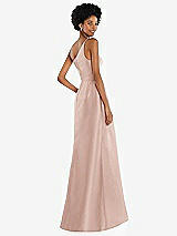 Alt View 3 Thumbnail - Toasted Sugar One-Shoulder Satin Gown with Draped Front Slit and Pockets