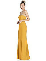 Side View Thumbnail - NYC Yellow Strapless Princess Line Crepe Mermaid Gown