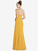 Rear View Thumbnail - NYC Yellow Strapless Princess Line Crepe Mermaid Gown