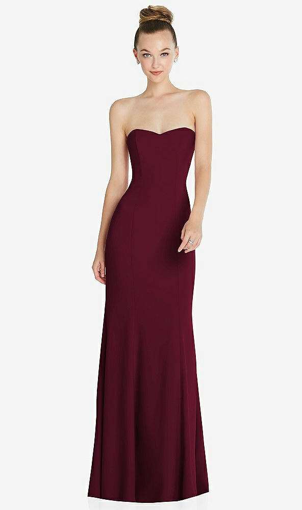Front View - Cabernet Strapless Princess Line Crepe Mermaid Gown