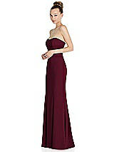 Side View Thumbnail - Cabernet Strapless Princess Line Crepe Mermaid Gown