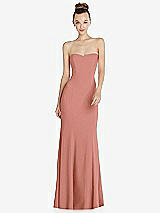 Front View Thumbnail - Desert Rose Strapless Princess Line Crepe Mermaid Gown