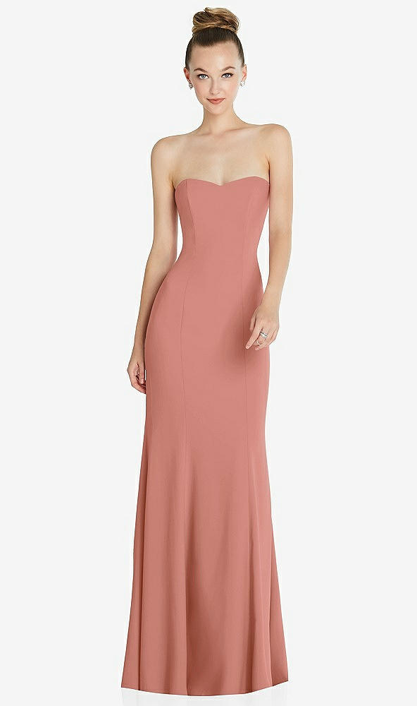 Front View - Desert Rose Strapless Princess Line Crepe Mermaid Gown