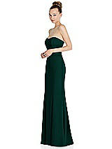 Side View Thumbnail - Evergreen Strapless Princess Line Crepe Mermaid Gown