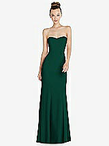 Front View Thumbnail - Hunter Green Strapless Princess Line Crepe Mermaid Gown