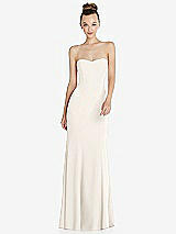 Front View Thumbnail - Ivory Strapless Princess Line Crepe Mermaid Gown