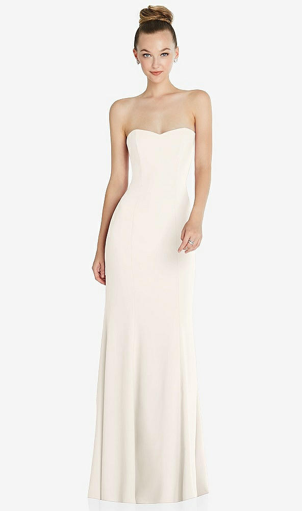 Front View - Ivory Strapless Princess Line Crepe Mermaid Gown