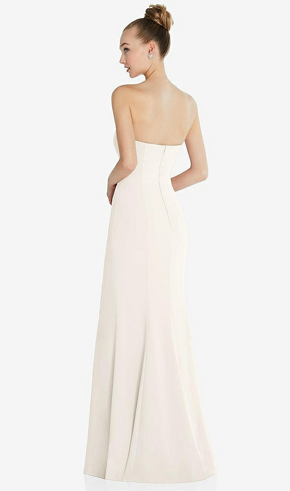 Back View - Ivory Strapless Princess Line Crepe Mermaid Gown