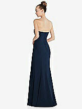 Rear View Thumbnail - Midnight Navy Strapless Princess Line Crepe Mermaid Gown