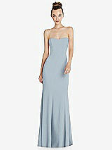 Front View Thumbnail - Mist Strapless Princess Line Crepe Mermaid Gown