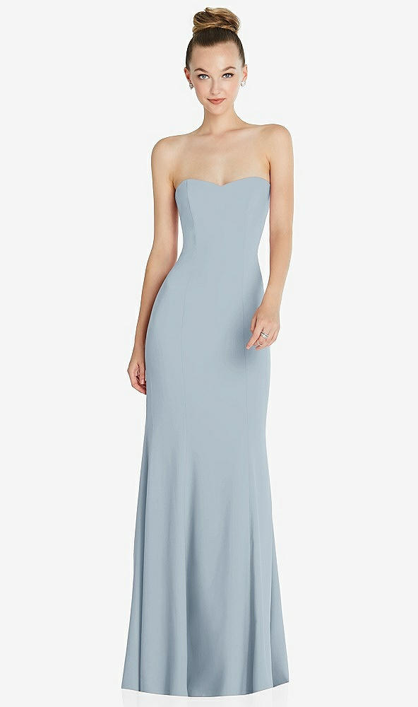 Front View - Mist Strapless Princess Line Crepe Mermaid Gown