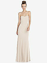 Front View Thumbnail - Oat Strapless Princess Line Crepe Mermaid Gown