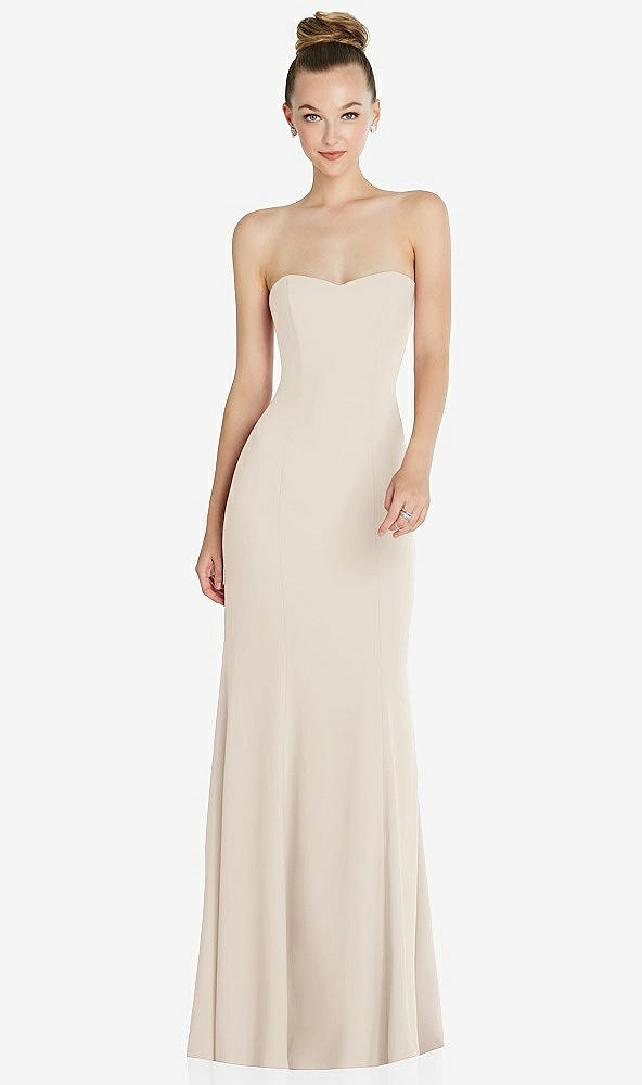Front View - Oat Strapless Princess Line Crepe Mermaid Gown