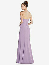 Rear View Thumbnail - Pale Purple Strapless Princess Line Crepe Mermaid Gown