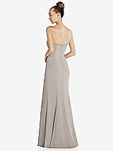 Rear View Thumbnail - Taupe Strapless Princess Line Crepe Mermaid Gown