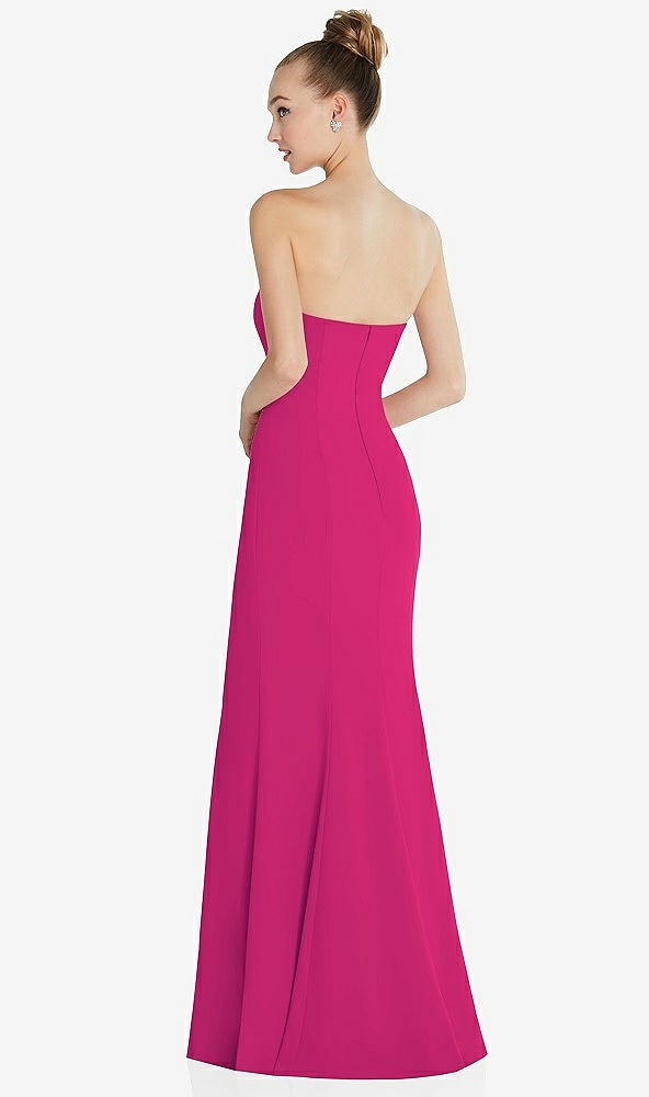 Back View - Think Pink Strapless Princess Line Crepe Mermaid Gown