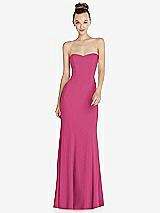 Front View Thumbnail - Tea Rose Strapless Princess Line Crepe Mermaid Gown