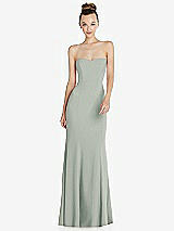 Front View Thumbnail - Willow Green Strapless Princess Line Crepe Mermaid Gown