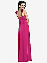 Rear View Thumbnail - Think Pink Flat Tie-Shoulder Empire Waist Maxi Dress with Front Slit