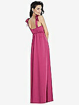 Rear View Thumbnail - Tea Rose Flat Tie-Shoulder Empire Waist Maxi Dress with Front Slit