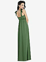 Rear View Thumbnail - Vineyard Green Flat Tie-Shoulder Empire Waist Maxi Dress with Front Slit