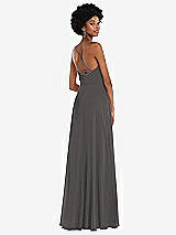 Rear View Thumbnail - Caviar Gray Scoop Neck Convertible Tie-Strap Maxi Dress with Front Slit