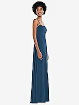 Side View Thumbnail - Dusk Blue Scoop Neck Convertible Tie-Strap Maxi Dress with Front Slit