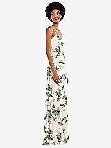Side View Thumbnail - Palm Beach Print Scoop Neck Convertible Tie-Strap Maxi Dress with Front Slit