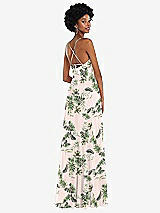 Rear View Thumbnail - Palm Beach Print Scoop Neck Convertible Tie-Strap Maxi Dress with Front Slit
