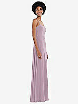Side View Thumbnail - Suede Rose Scoop Neck Convertible Tie-Strap Maxi Dress with Front Slit