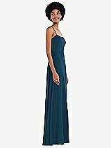 Side View Thumbnail - Atlantic Blue Scoop Neck Convertible Tie-Strap Maxi Dress with Front Slit