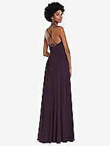 Rear View Thumbnail - Aubergine Scoop Neck Convertible Tie-Strap Maxi Dress with Front Slit
