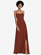 Front View Thumbnail - Auburn Moon Scoop Neck Convertible Tie-Strap Maxi Dress with Front Slit