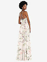 Rear View Thumbnail - Blush Garden Scoop Neck Convertible Tie-Strap Maxi Dress with Front Slit