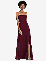 Front View Thumbnail - Cabernet Scoop Neck Convertible Tie-Strap Maxi Dress with Front Slit
