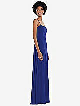 Side View Thumbnail - Cobalt Blue Scoop Neck Convertible Tie-Strap Maxi Dress with Front Slit
