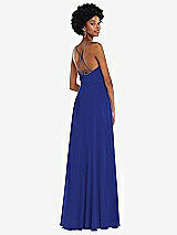 Rear View Thumbnail - Cobalt Blue Scoop Neck Convertible Tie-Strap Maxi Dress with Front Slit