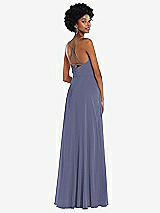 Rear View Thumbnail - French Blue Scoop Neck Convertible Tie-Strap Maxi Dress with Front Slit