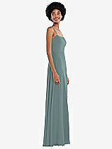 Side View Thumbnail - Icelandic Scoop Neck Convertible Tie-Strap Maxi Dress with Front Slit