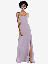 Front View Thumbnail - Lilac Haze Scoop Neck Convertible Tie-Strap Maxi Dress with Front Slit