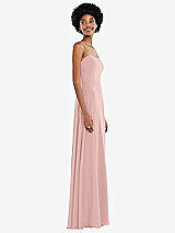 Side View Thumbnail - Rose - PANTONE Rose Quartz Scoop Neck Convertible Tie-Strap Maxi Dress with Front Slit