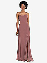 Alt View 1 Thumbnail - Rosewood Scoop Neck Convertible Tie-Strap Maxi Dress with Front Slit