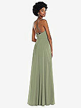 Rear View Thumbnail - Sage Scoop Neck Convertible Tie-Strap Maxi Dress with Front Slit