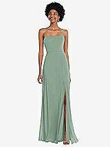 Alt View 1 Thumbnail - Seagrass Scoop Neck Convertible Tie-Strap Maxi Dress with Front Slit