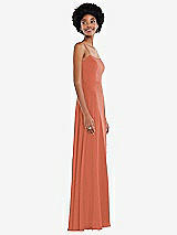 Side View Thumbnail - Terracotta Copper Scoop Neck Convertible Tie-Strap Maxi Dress with Front Slit