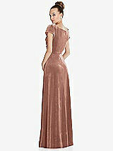 Rear View Thumbnail - Tawny Rose Cap Sleeve Faux Wrap Velvet Maxi Dress with Pockets